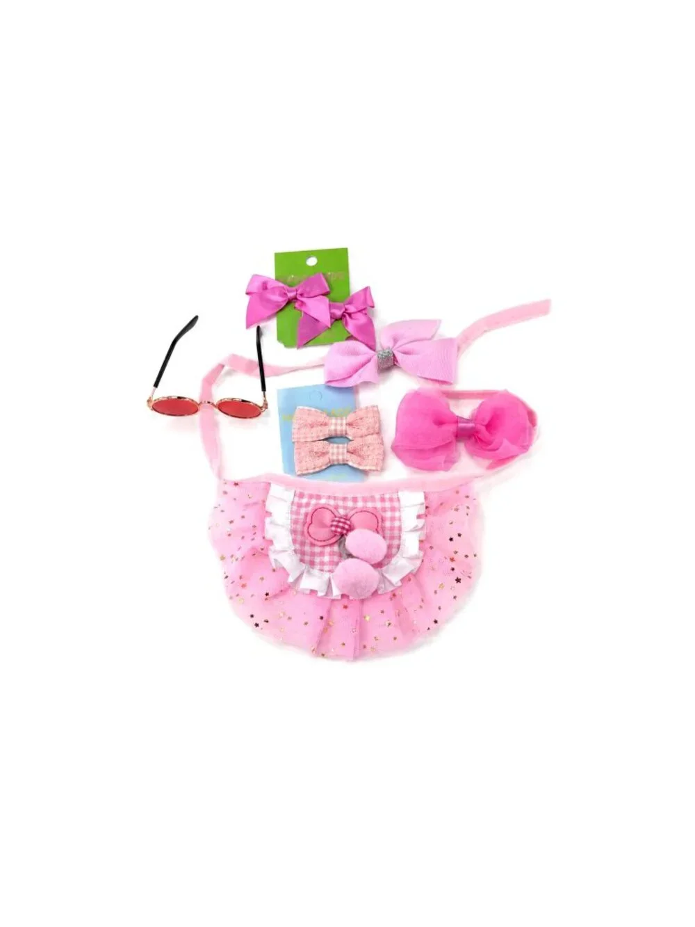 Princess Pup Dog Tutu Gift Set XS | Pink & Yellow Tutus, Sunglasses & Bows